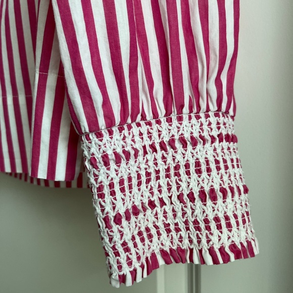 J.Crew smocked-cuff popover top in stripe - size L - Picture 3 of 3